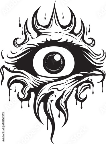 Sinful Surveillance Demon Hand and Eyeball Vector Symbol Abyssal Glare Devils Clasp on Eyeball Logo Design