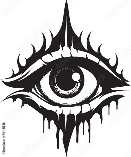 Diabolical Vision Demons Hold on Eyeball Emblem Hellbound Gaze Devils Grasp on Eyeball Icon