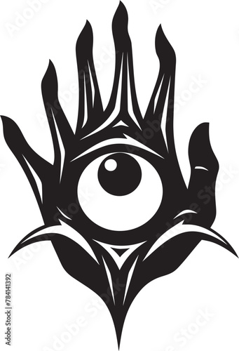 Malevolent Gaze Demons Clutch on Eyeball Icon Design Diabolic Sight Devils Hold on Eyeball Symbol