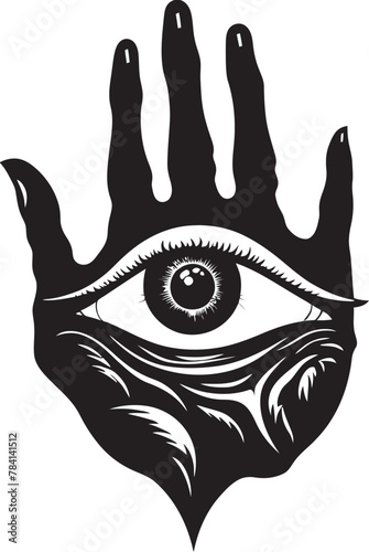 Maleficent Glance Demons Gaze on Ocular Icon Dark Delusion Devils Grasp on Eyeball Emblem Design