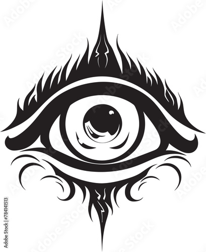 Sinister Sight Demons Grip on Ocular Vector Diabolic Gaze Devils Hold on Eyeball Icon