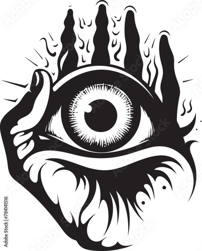 Malevolent Vision Demons Grasp on Eyeball Icon Sinful Observation Devils Grip on Ocular Vector