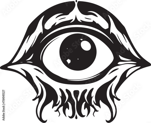 Diabolic Stare Demon Hand Holding Eyeball Symbol Infernal Glare Devils Hold on Eyeball Emblem