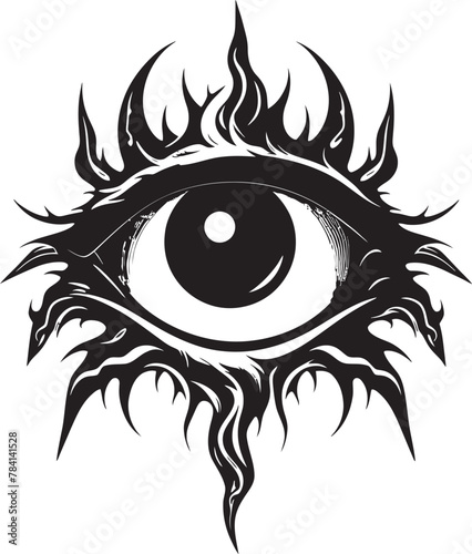 Fiendish Focus Devils Gaze on Ocular Symbol Sinful Stare Demon Hand Holding Eyeball Vector
