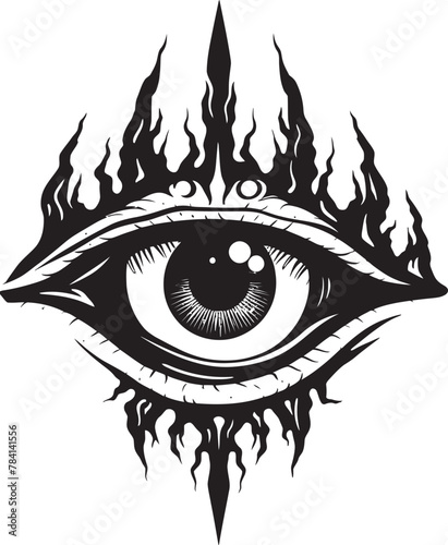 Demonic Insight Demon Hand with Eyeball Symbol Fiendish Focus Devils Grasp on Eyeball Emblem
