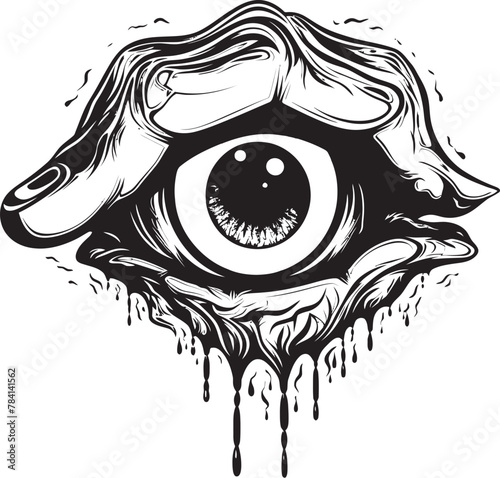 Fiendish Focus Devils Grasp on Eyeball Emblem Sinful Stare Demons Gaze on Ocular Vector