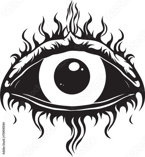 Inferno Vision Devils Hold on Eyeball Vector Maleficent Glance Demons Grip on Ocular Emblem