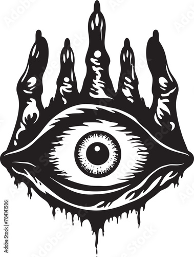 Diabolic Gaze Devils Grip on Ocular Logo Design Abyssal Glance Demons Hold on Eyeball Icon