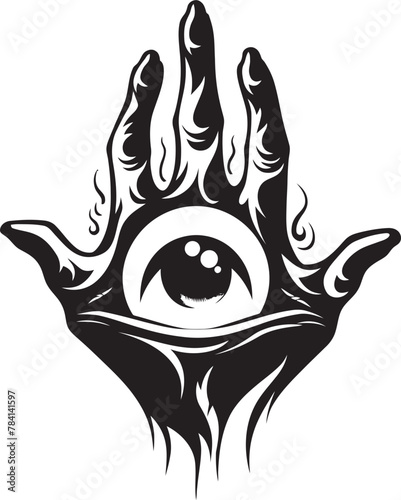 Sinful Observation Devils Clasp on Eyeball Symbol Diabolic Stare Demons Hold on Eyeball Vector