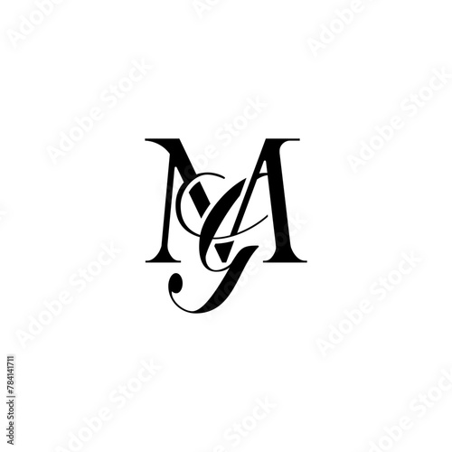Initial Mixed Letter Logo. Logotype design. Simple Luxury Black Flat Vector MG