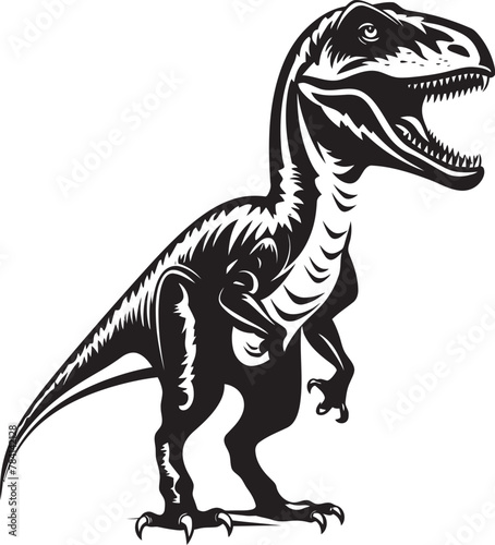 Swift Strike Veloci Reptor Vector Icon Ferocious Fossil Dinosaur Emblem Design