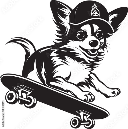 Boarding Buddy Skateboard Dog Icon Doggone Cool Skateboard Pup Logo Design photo
