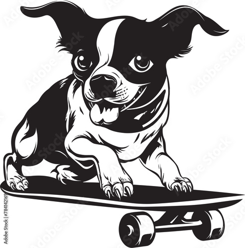Doggone Cool Skateboard Pup Logo Design Skater Hound Canine Symbol Icon photo