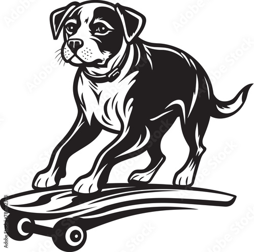 Bark and Roll Canine Emblem Design Symbol SkatePaws Canine on Wheels Logo