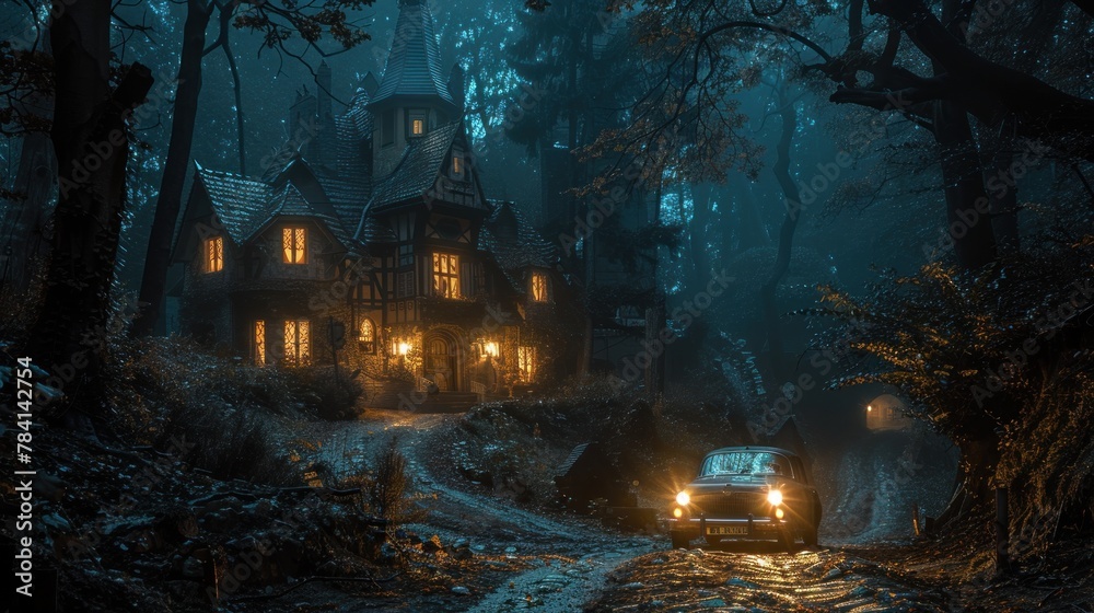 Haunted House in Forest, Mystical Forest Abode