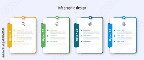 Infographic design template timeline with 4 steps or options. can be used for workflow diagram, info chart, web design. vector illustration. 