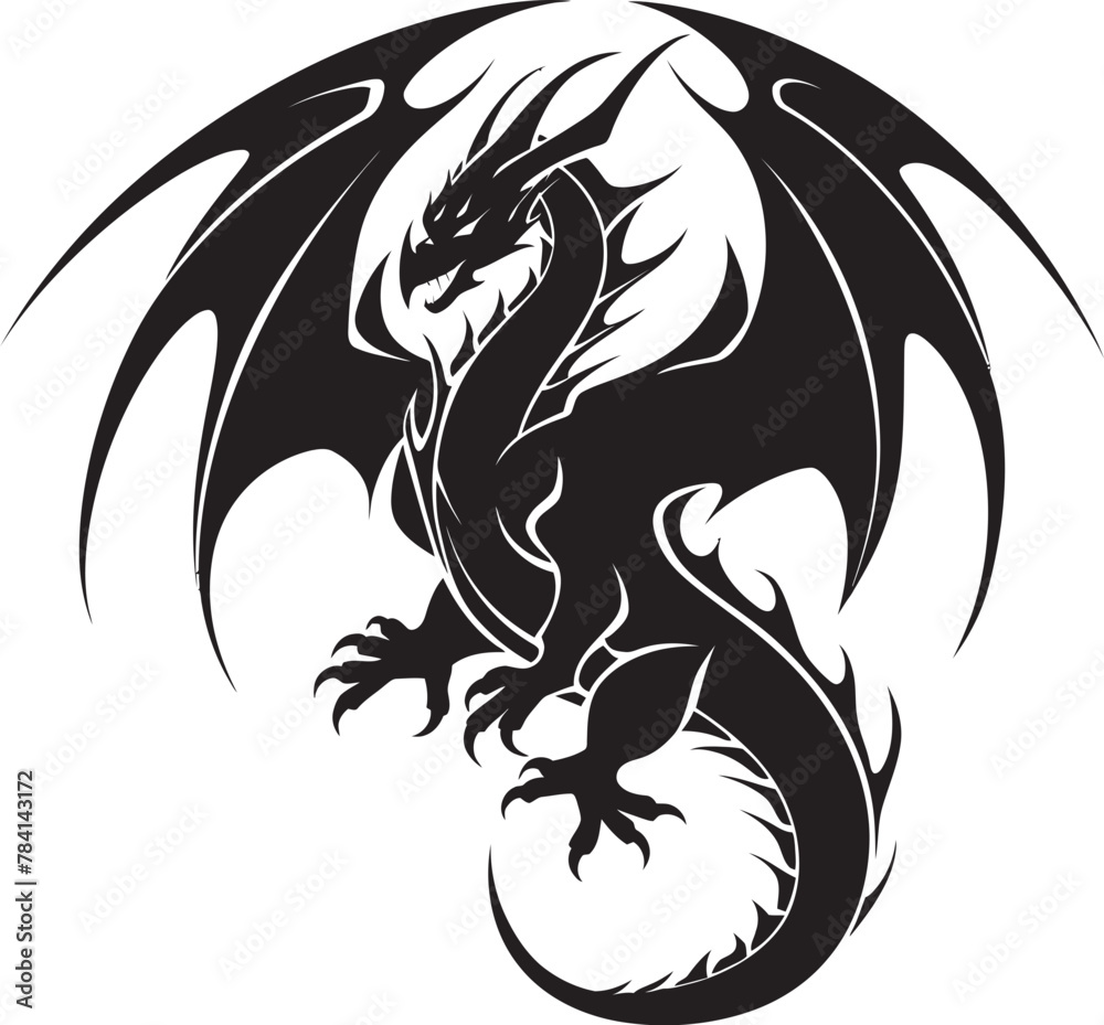 Ethereal Enigma Dragon Symbol Icon Legendary Leviathan Full Body Dragon Icon Vector Ethereal Enigma Dragon Symbol Icon Legendary Leviathan Full Body Dragon Icon Vector
