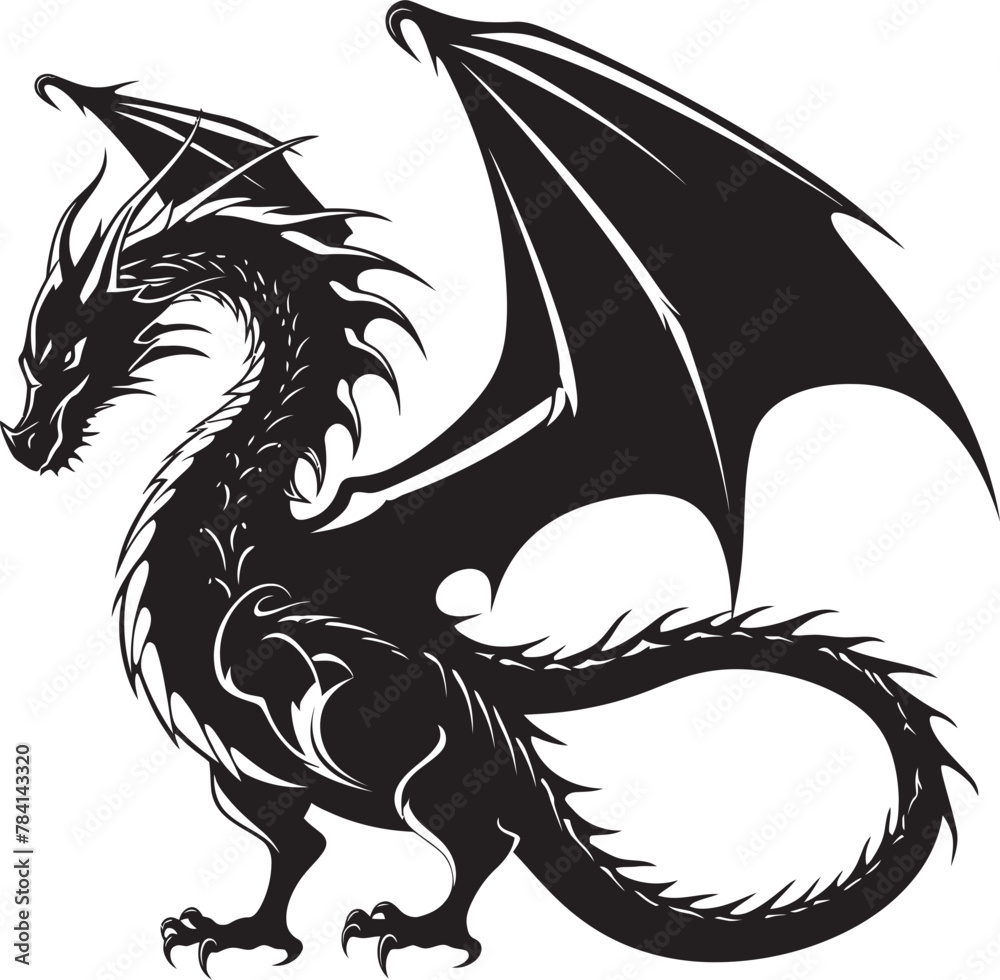Ethereal Enigma Mystical Dragon Logo Icon Roaring Guardian Full Body Dragon Emblem Design