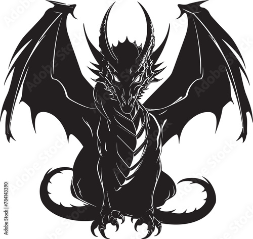 Celestial Guardian Full Body Dragon Logo Vector Ancient Guardian Mystical Dragon Icon Design
