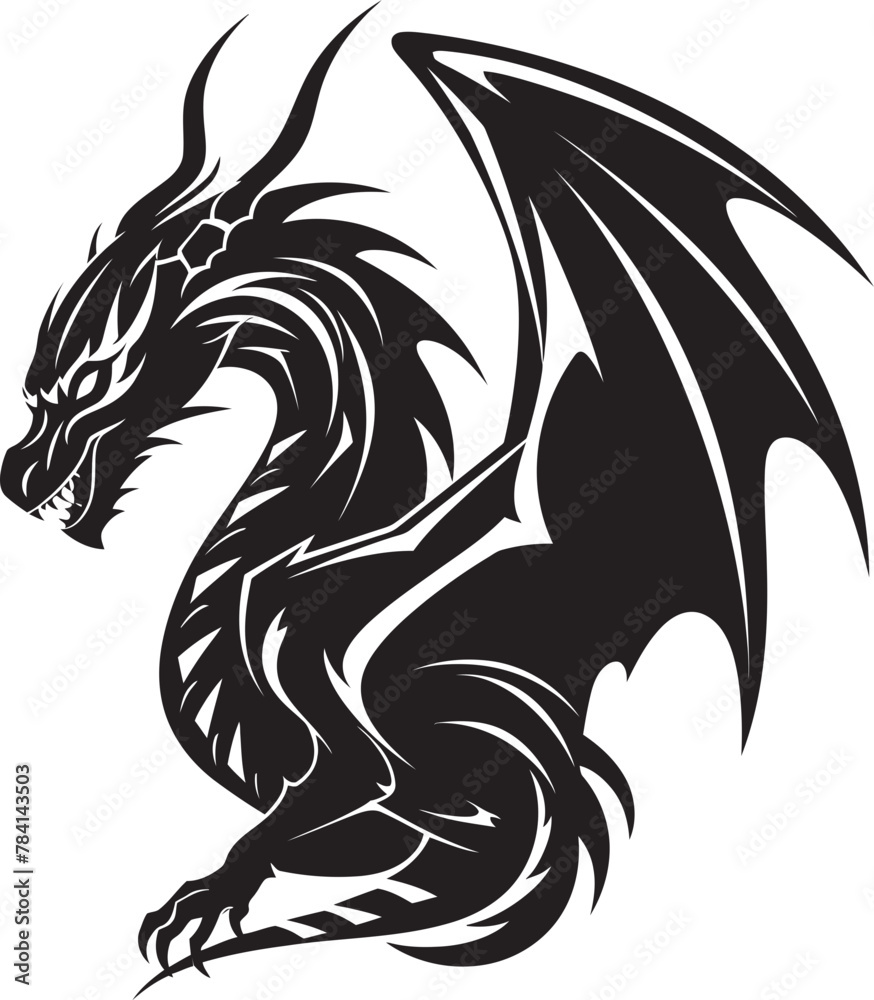 Naklejka premium Ethereal Enigma Serpentine Dragon Iconic Design Fiery Crest Celestial Dragon Symbol Vector