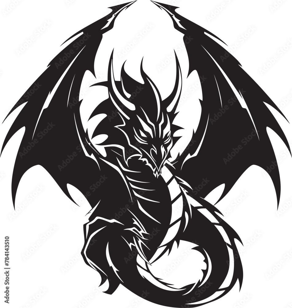 Obraz premium Infernal Inferno Celestial Dragon Emblem Design Legendary Leviathan Fiery Dragon Symbol Vector