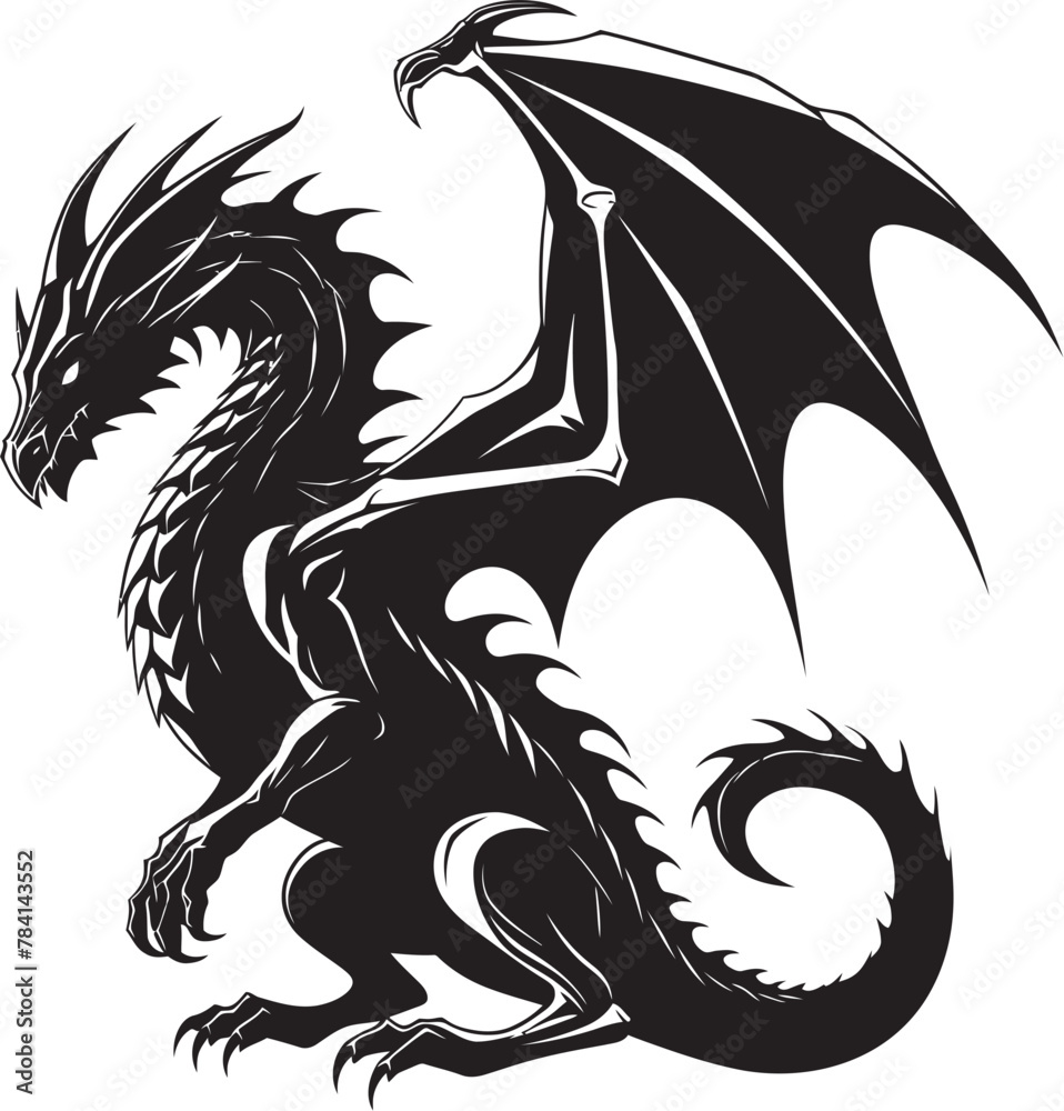 Fototapeta premium Ancient Wyrm Infernal Dragon Iconic Emblem Winged Majesty Legendary Dragon Symbol Design