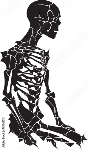 Splintered Structure Skeleton Icon Logo Broken Bones Fractured Skeleton Emblem Design