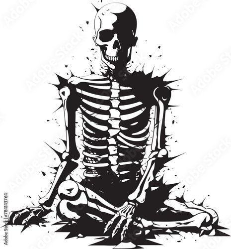 Cracked Creations Skeleton Icon Design Shattered Spine Fractured Skeleton Symbol Vector