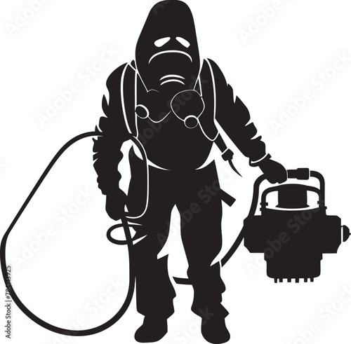 Bug Blaster Vector Logo Symbol Infestation Investigator Fumigating Man Emblematic Icon