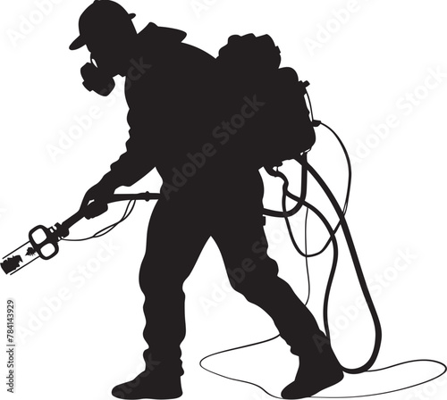 Fumigation Sentinel Pest Control Symbol Vector Pest Protector Man with Sprayer Icon Design