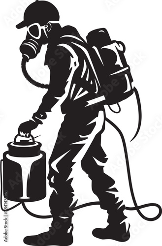 Pest Purifier Pest Control Icon Vector Bug Banisher Man with Sprayer Symbol Design