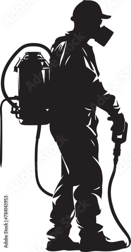 Fume Guardian Fumigating Man Icon Emblem Pest Purifier Pest Control Icon Vector