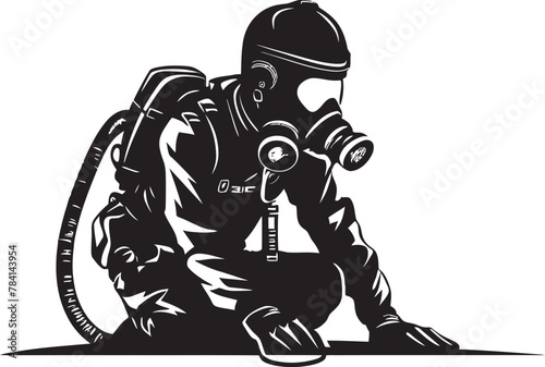 Fumigation Marshal Man with Fumigator Design Pest Neutralizer Vector Logo Icon photo