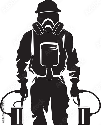 Pest Neutralizer Vector Logo Icon PestPurge Pro Fumigating Man Emblem