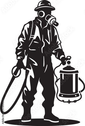 FumigateForce Pest Control Emblem PestPatrol Fumigating Man Logo