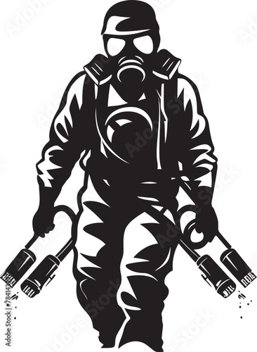 FumeFight Fumigating Man Icon PestPurify Fumigating Man Emblem Design