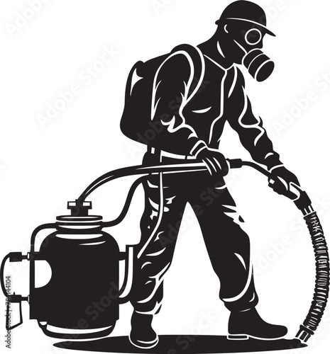 BugBanish Vector Emblem Logo FumigateForce Fumigating Man Symbol Vector