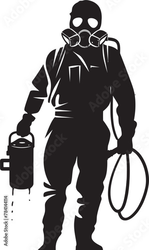 PestPurge Vector Emblem Icon PestPatrol Fumigating Man Iconic Design