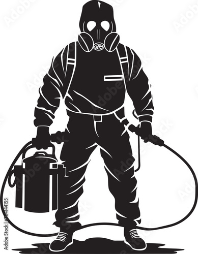 BugBlitz Vector Emblem Design FumeForce Fumigating Man Emblematic Symbol