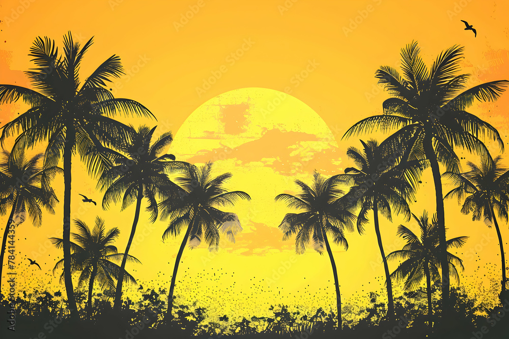Summer background Beautiful tropical beach sea and ocean with tree at sunrise time Summer post