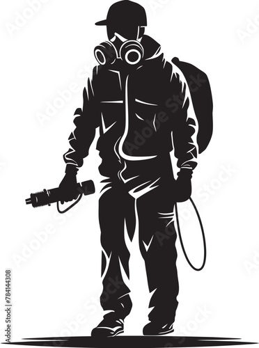 Pest Patrol Vector Emblem Logo Pest Paladin Fumigating Man Icon Emblem
