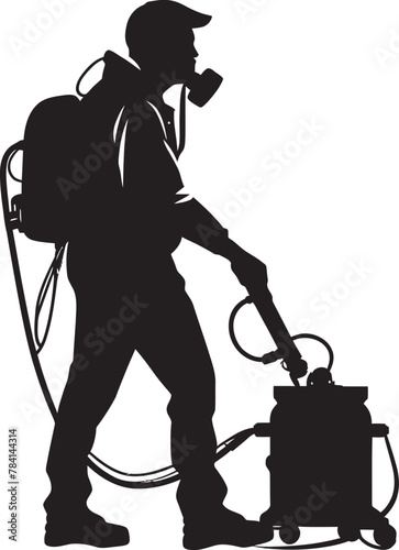 Pest Pursuer Vector Logo Icon Fume Force Fumigating Man Symbol Emblem