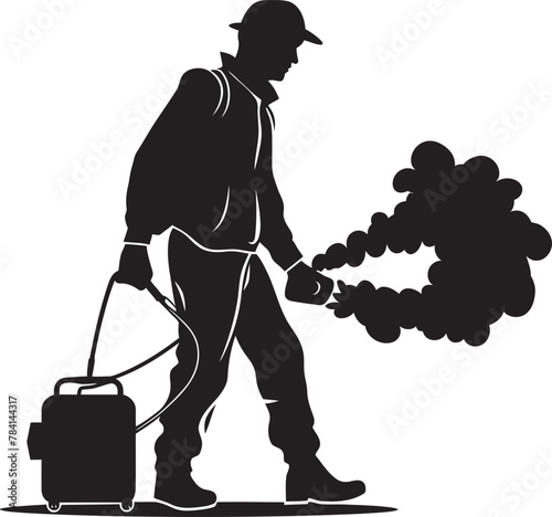 Pest Pursuer Fumigating Man Symbol Design Fume Force Vector Emblem Logo
