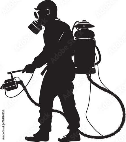 Pest Pursuer Vector Emblem Symbol Fume Force Fumigating Man Iconic Emblem