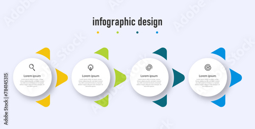 Infographics design circle template. timeline with 4 steps, options. can be used for workflow diagram, info chart, web design. vector illustration.