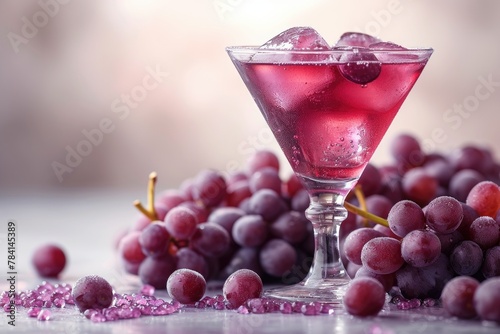 grape cocktail with fresh grapeswine cocktail with fresh grapes background photo