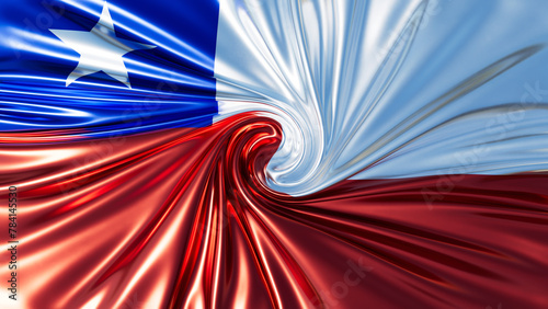 Chilean Flag Swirling Dynamically with Lone Star in a Vortex of Blue and Red © juanjo