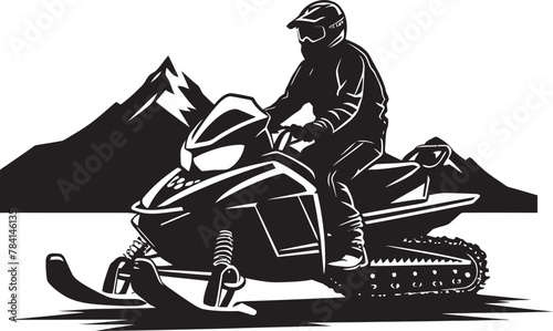 Arctic Adventurer Man on Snowmobile Symbolic Design Frosty Trails Snowmobile Logo Icon