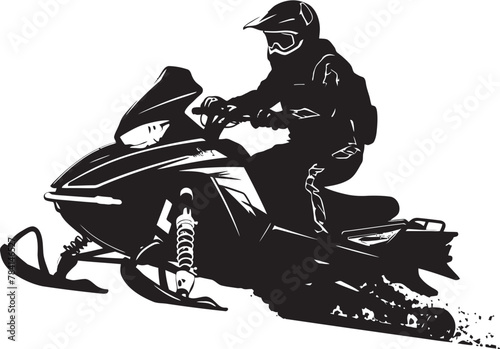 Powder Trailblazer Man on Snowmobile Logo Icon Arctic Speedster Snowmobile Symbolic Emblem