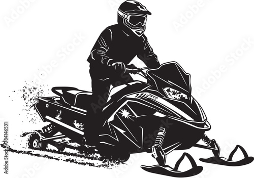 Snow Drifter Snowmobile Symbolic Design Blizzard Rider Vector Snowmobile Icon Emblem